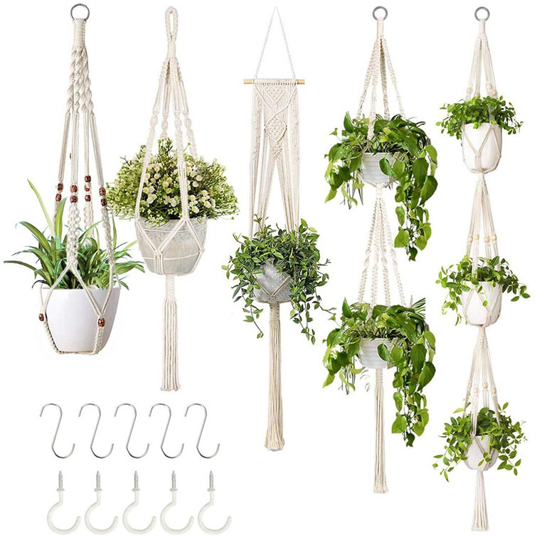 A Beautiful Garden Pack Of 2 Macrame Hanging Planter Plant Hanger